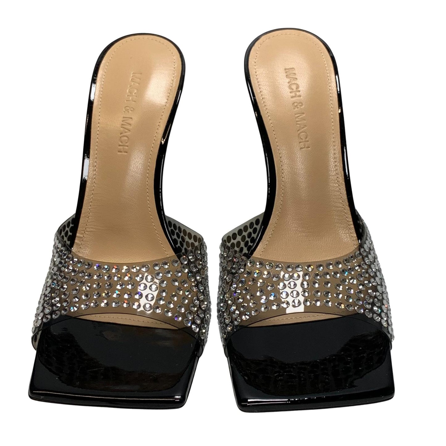 MACH & MACH Star Crystal 95 High Heel Mule Shoes Black IT37 UK4 RRP905 BNIB