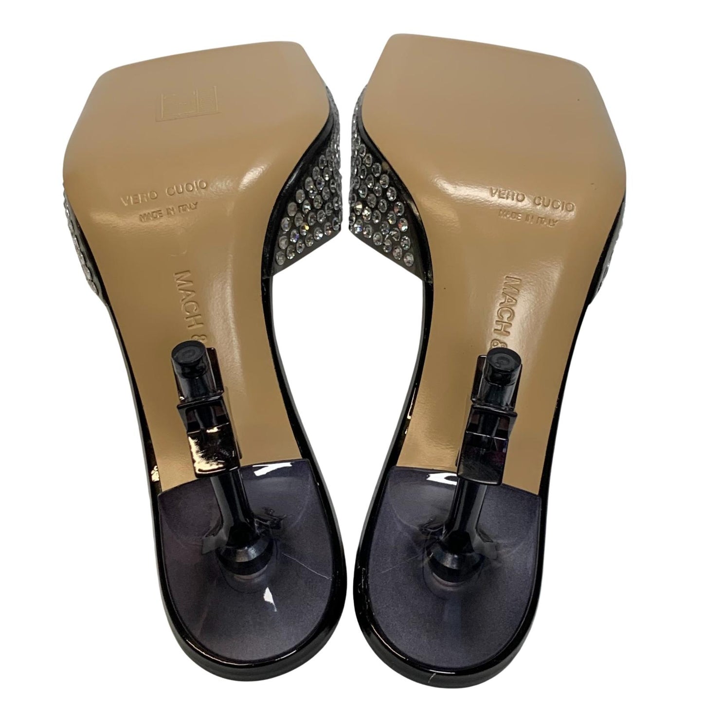 MACH & MACH Star Crystal 95 High Heel Mule Shoes Black IT37 UK4 RRP905 BNIB
