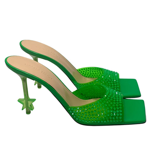 MACH & MACH Star Crystal 95 High Heel Mule Shoes Green IT35.5 UK2.5 RRP905 BNIB
