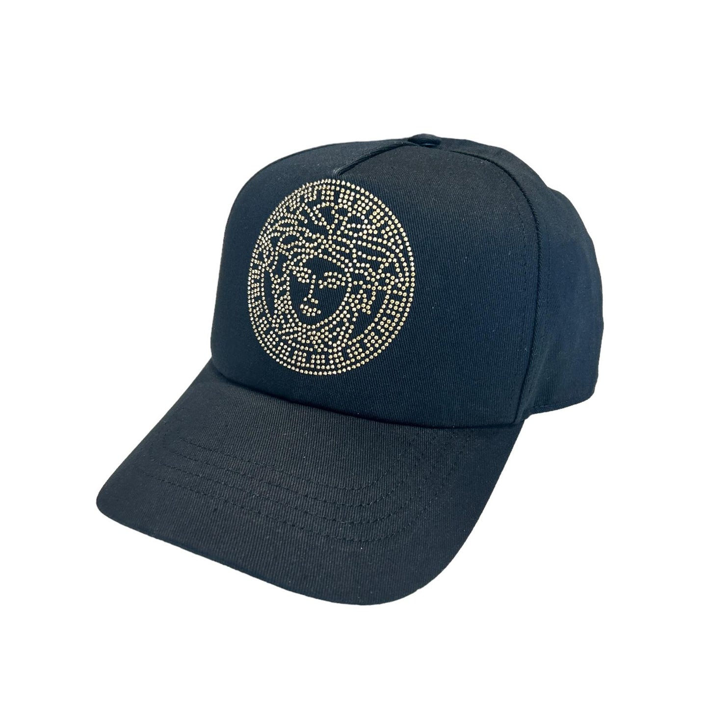 VERSACE Medusa Gold Studded Mens Stamp Cap Black Size 58 / L NEW RRP 280
