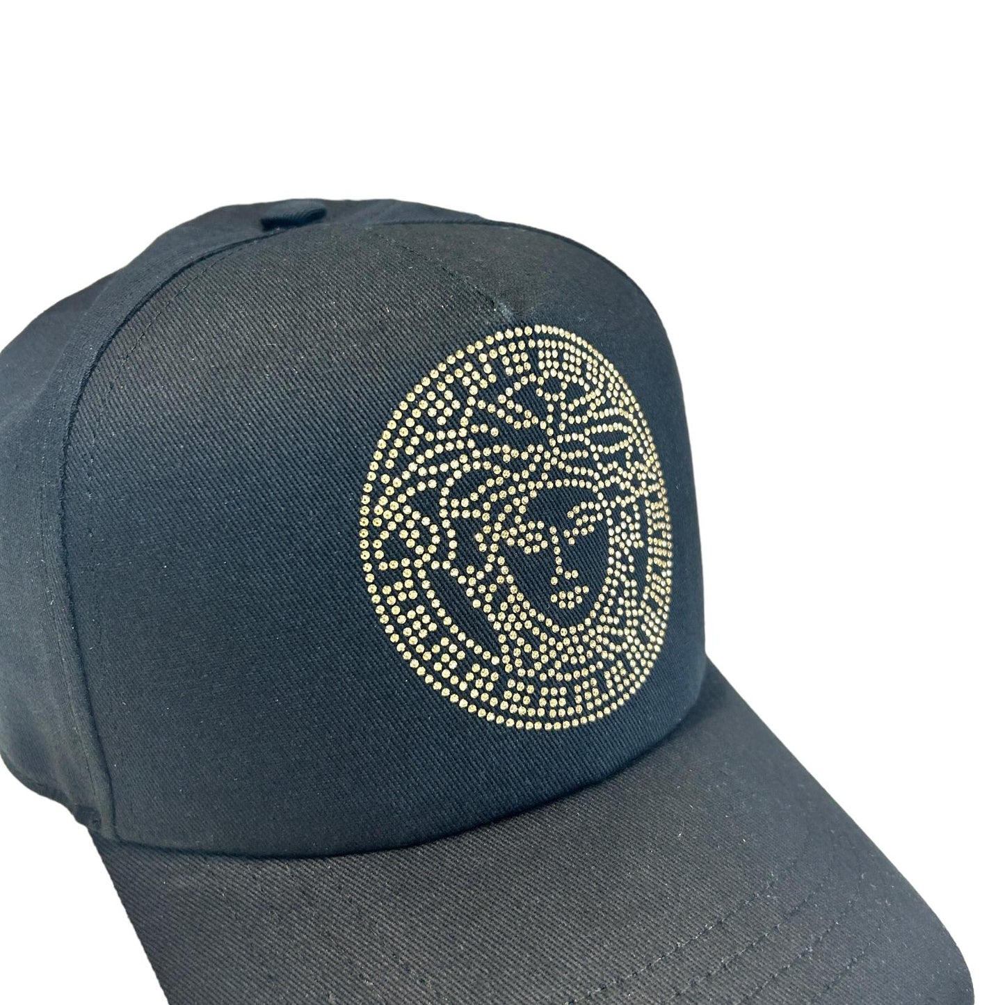 VERSACE Medusa Gold Studded Mens Stamp Cap Black Size 58 / L NEW RRP 280