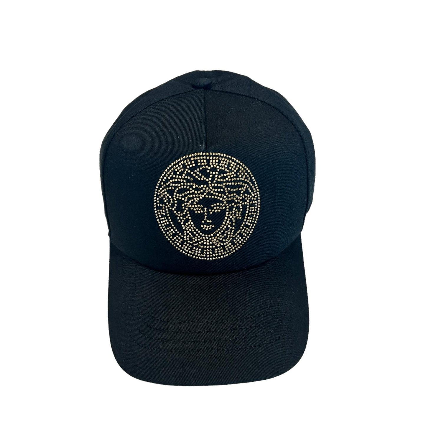 VERSACE Medusa Gold Studded Mens Stamp Cap Black Size 58 / L NEW RRP 280