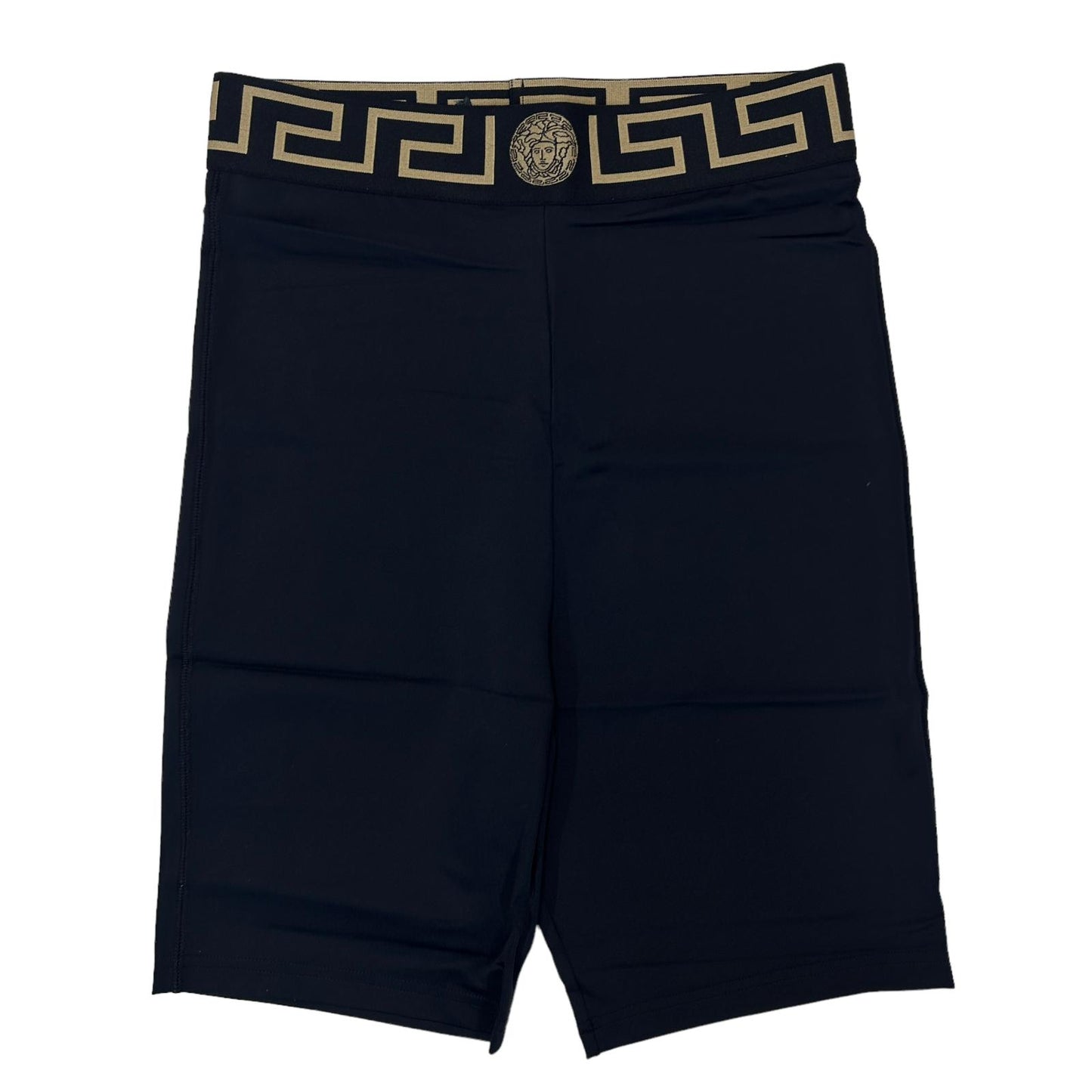 VERSACE Greca Ladies Laser Biker Black Shorts Logo Waistband S NEW RRP 315