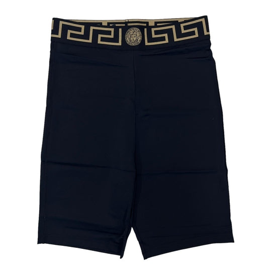 VERSACE Greca Ladies Laser Biker Black Shorts Logo Waistband S NEW RRP 315