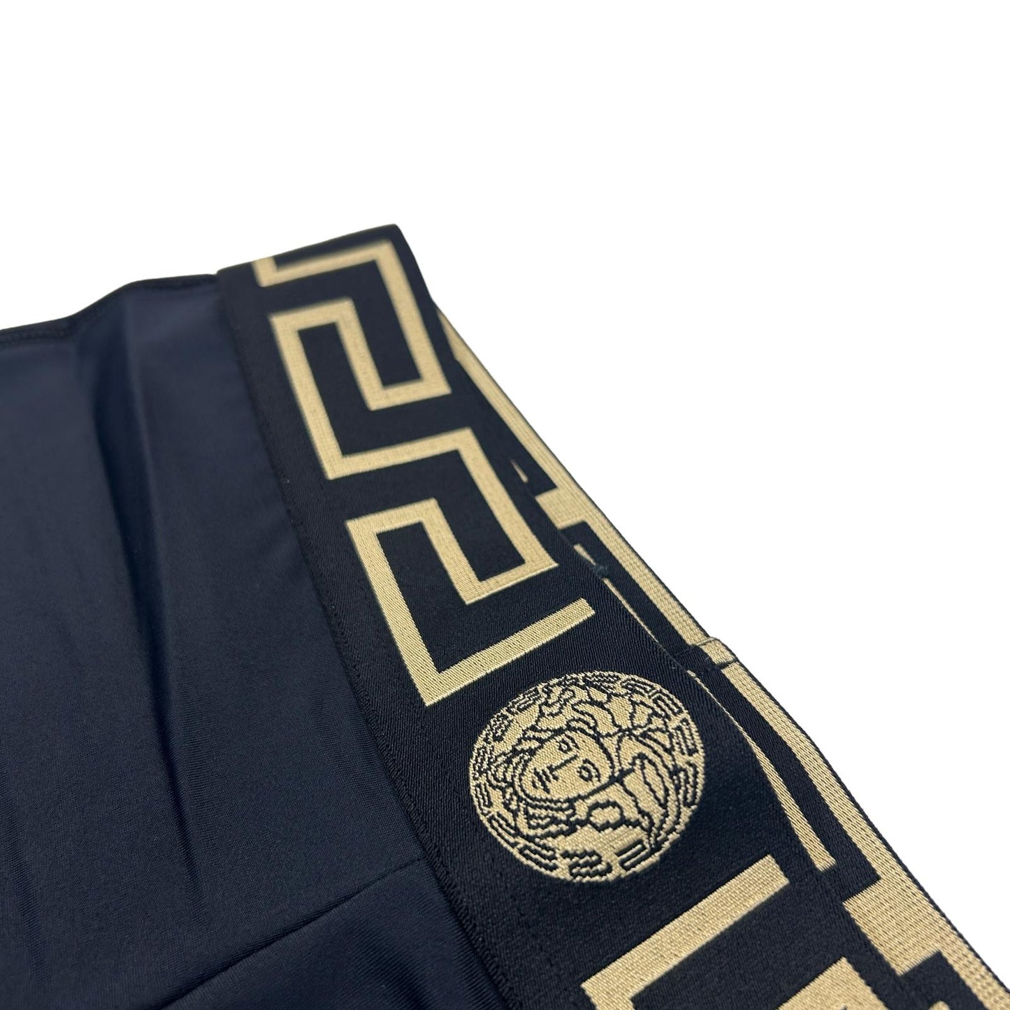 VERSACE Greca Ladies Laser Biker Black Shorts Logo Waistband S NEW RRP 315