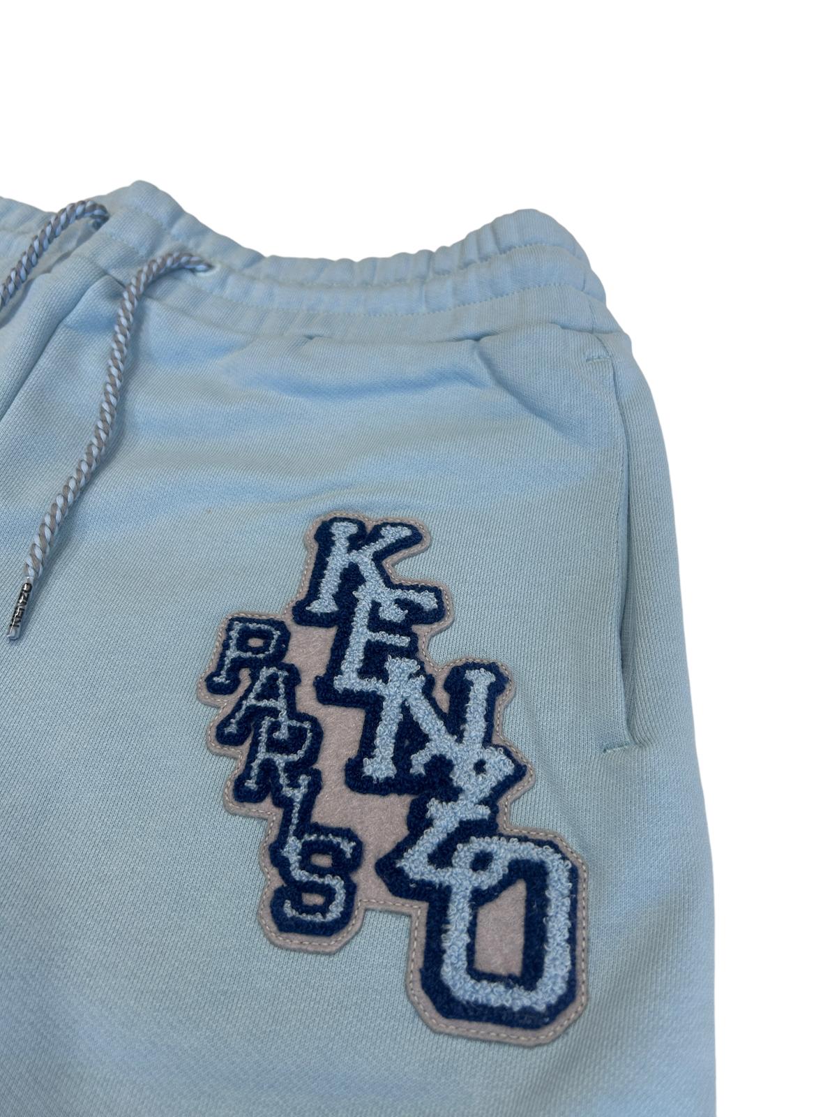 KENZO Light Baby Blue Graphic Paris Logo Classic Sweat Trackpants XS NEW RRP 345