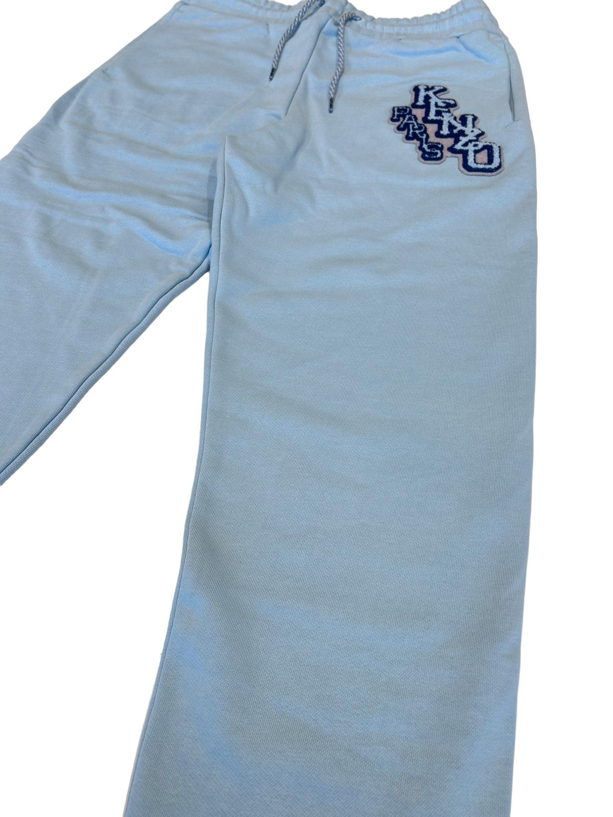 KENZO Light Baby Blue Graphic Paris Logo Classic Sweat Trackpants M NEW RRP 345