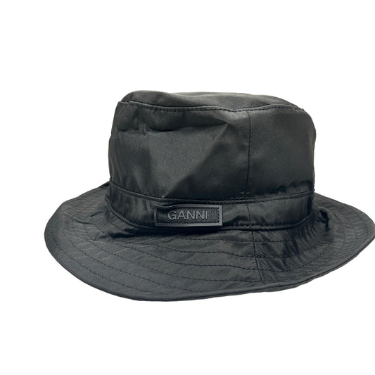 GANNI Bucket Hat Mens Black Nylon Recycled Classic Trim Hat Size XS/S NEW RRP 85