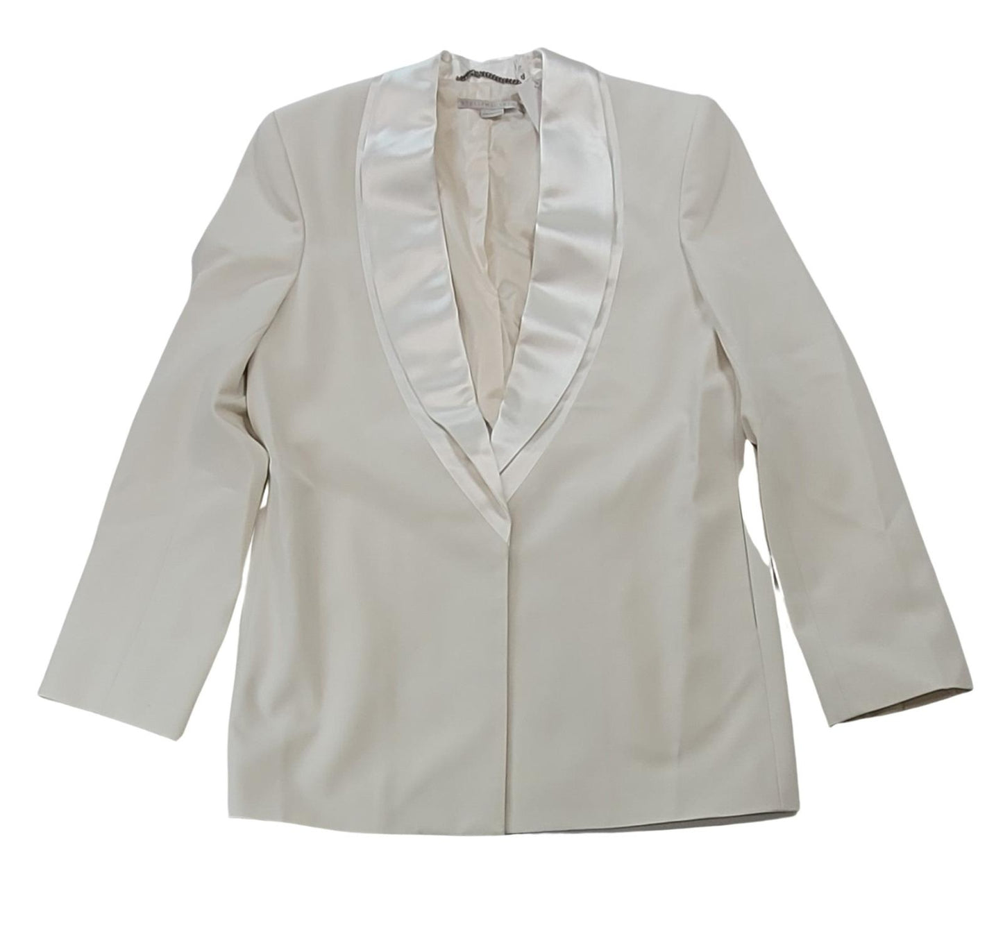 STELLA MCCARTNEY Jacket Satin Trim Twill Blazer White IT46 UK14 NEW RRP1095
