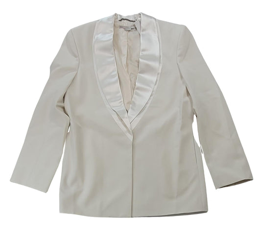 STELLA MCCARTNEY Jacket Satin Trim Twill Blazer White IT46 UK14 NEW RRP1095