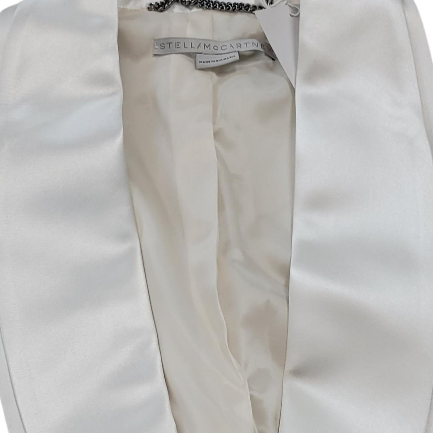 STELLA MCCARTNEY Jacket Satin Trim Twill Blazer White IT46 UK14 NEW RRP1095
