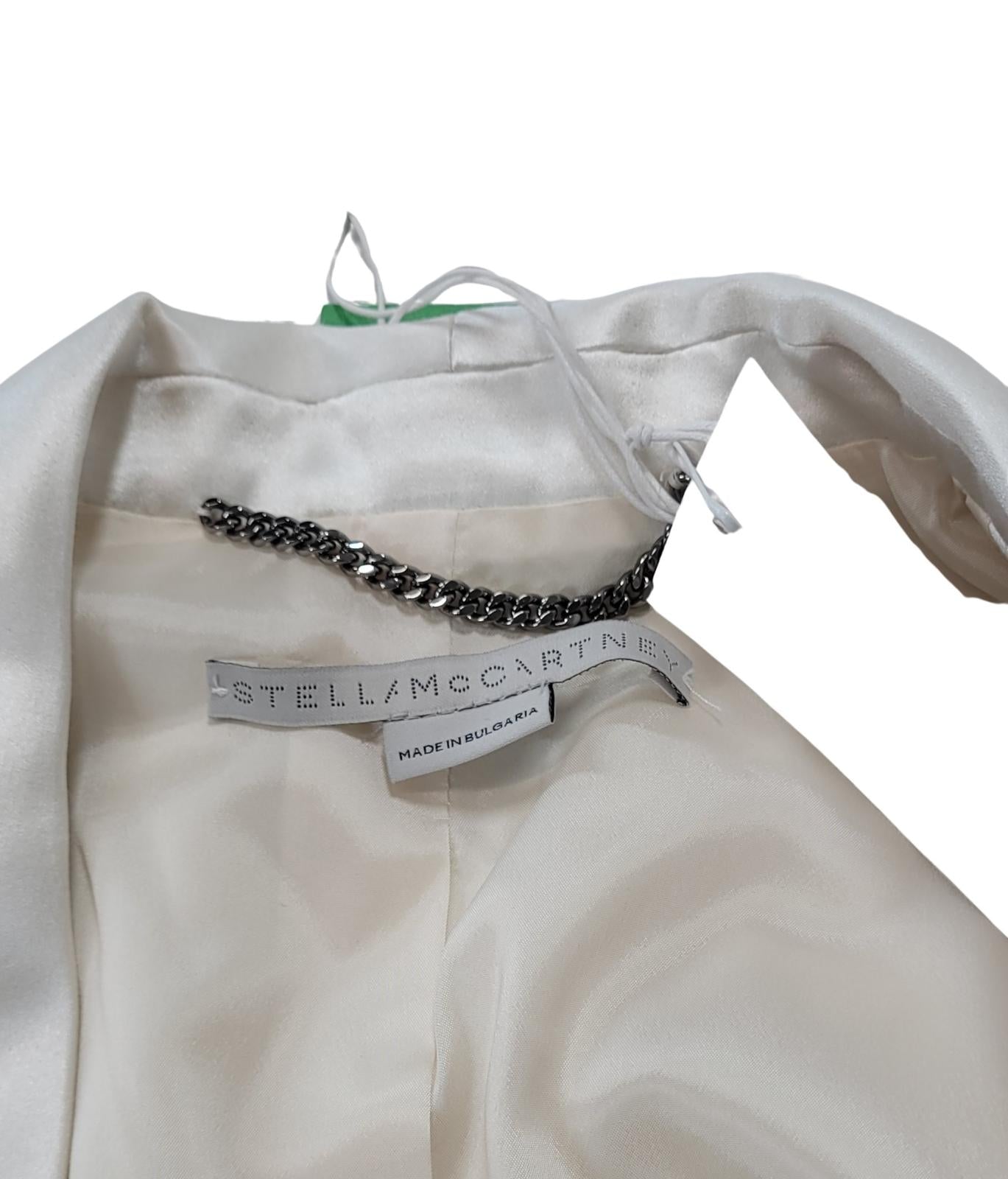 STELLA MCCARTNEY Jacket Satin Trim Twill Blazer White IT46 UK14 NEW RRP1095
