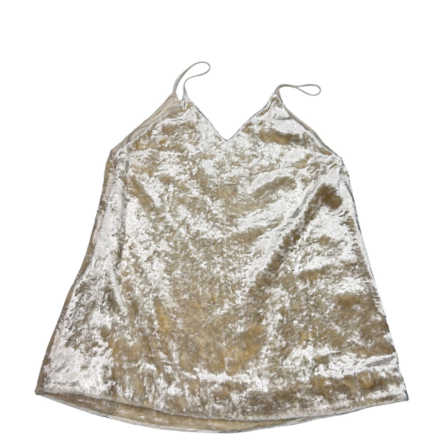 JIL SANDER TOP Halter Vest Cami V-Neck Crushed Velvet Beige UK12 NEW RRP 840