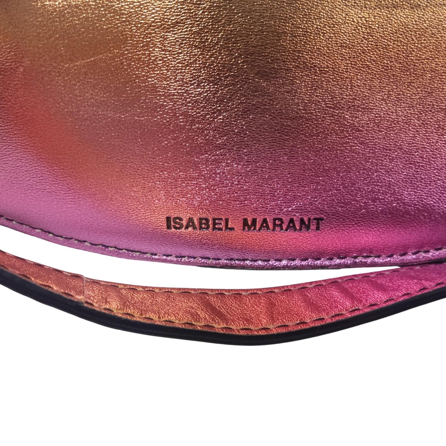 ISABEL MARANT Ladies Metallic Pink & Gold Leather Skana Mini Belt Bag NEW