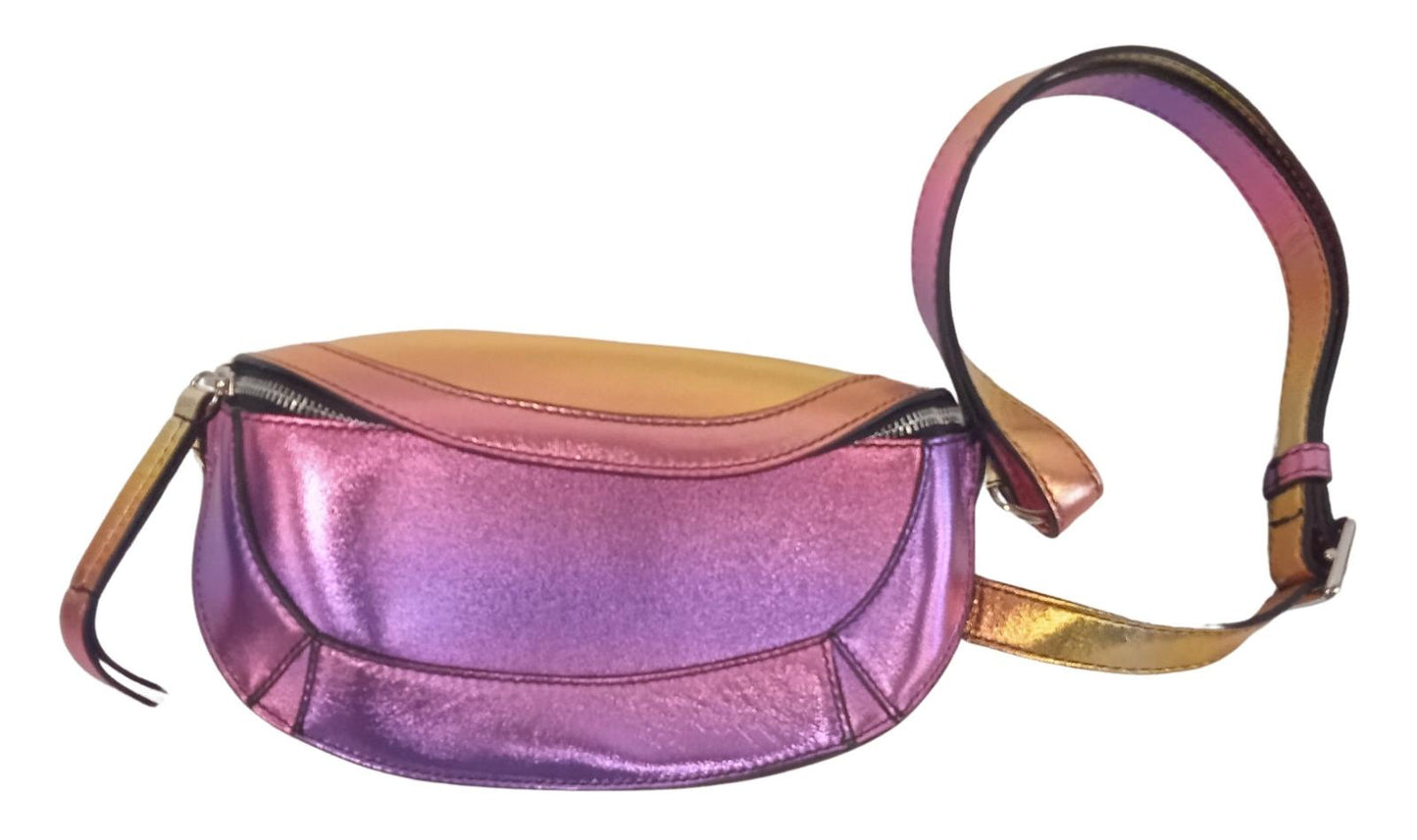 ISABEL MARANT Ladies Metallic Pink & Gold Leather Skana Mini Belt Bag NEW
