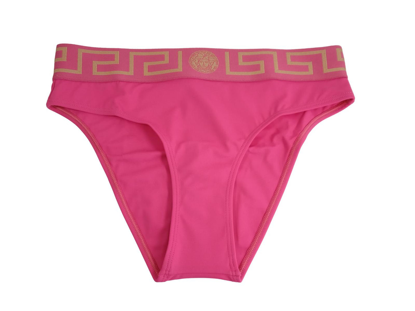 VERSACE Ladies Fuchsia Pink Greca Key Print Border Bikini Briefs Size S NEW