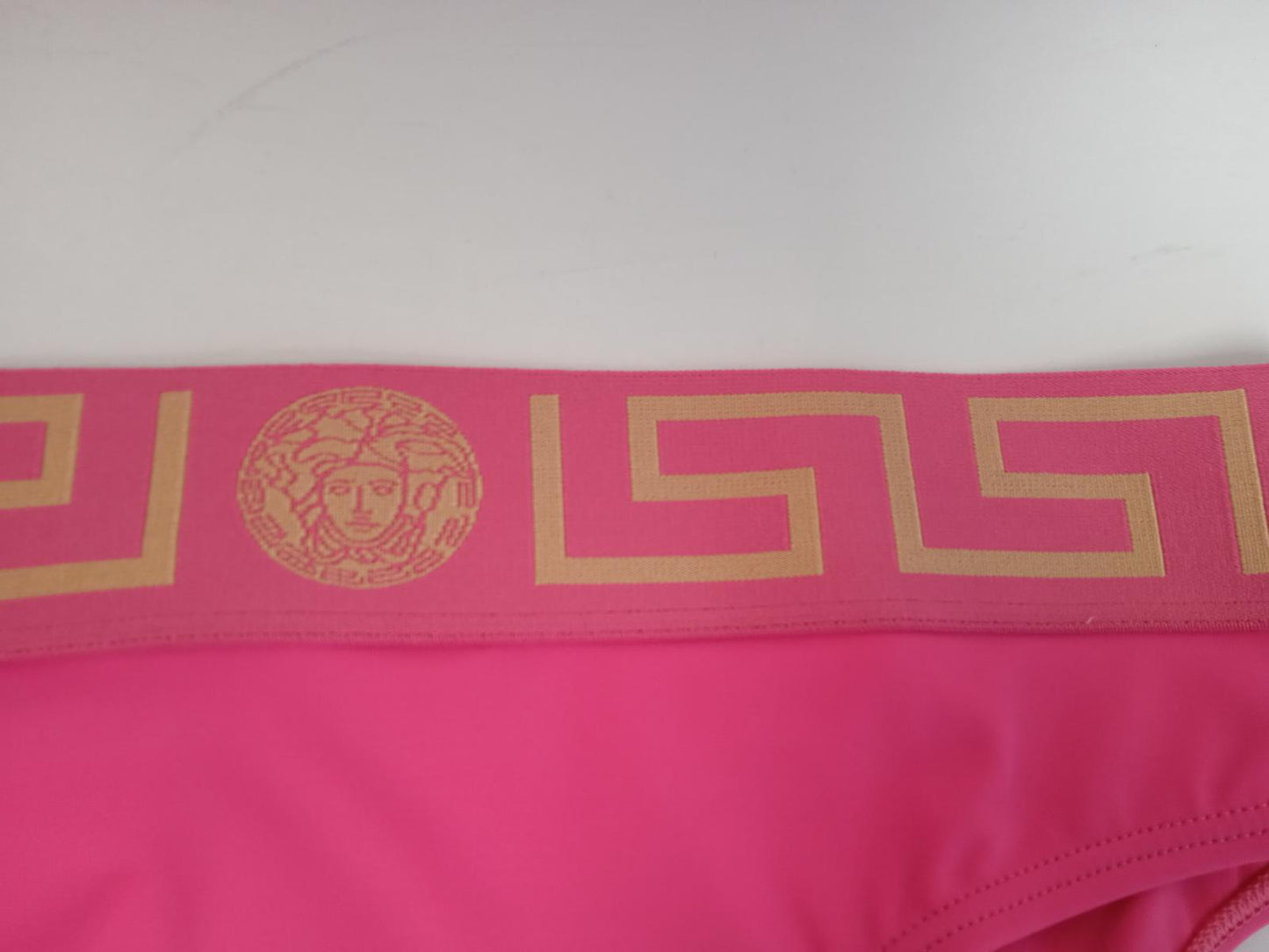 VERSACE Ladies Fuchsia Pink Greca Key Print Border Bikini Briefs Size S NEW