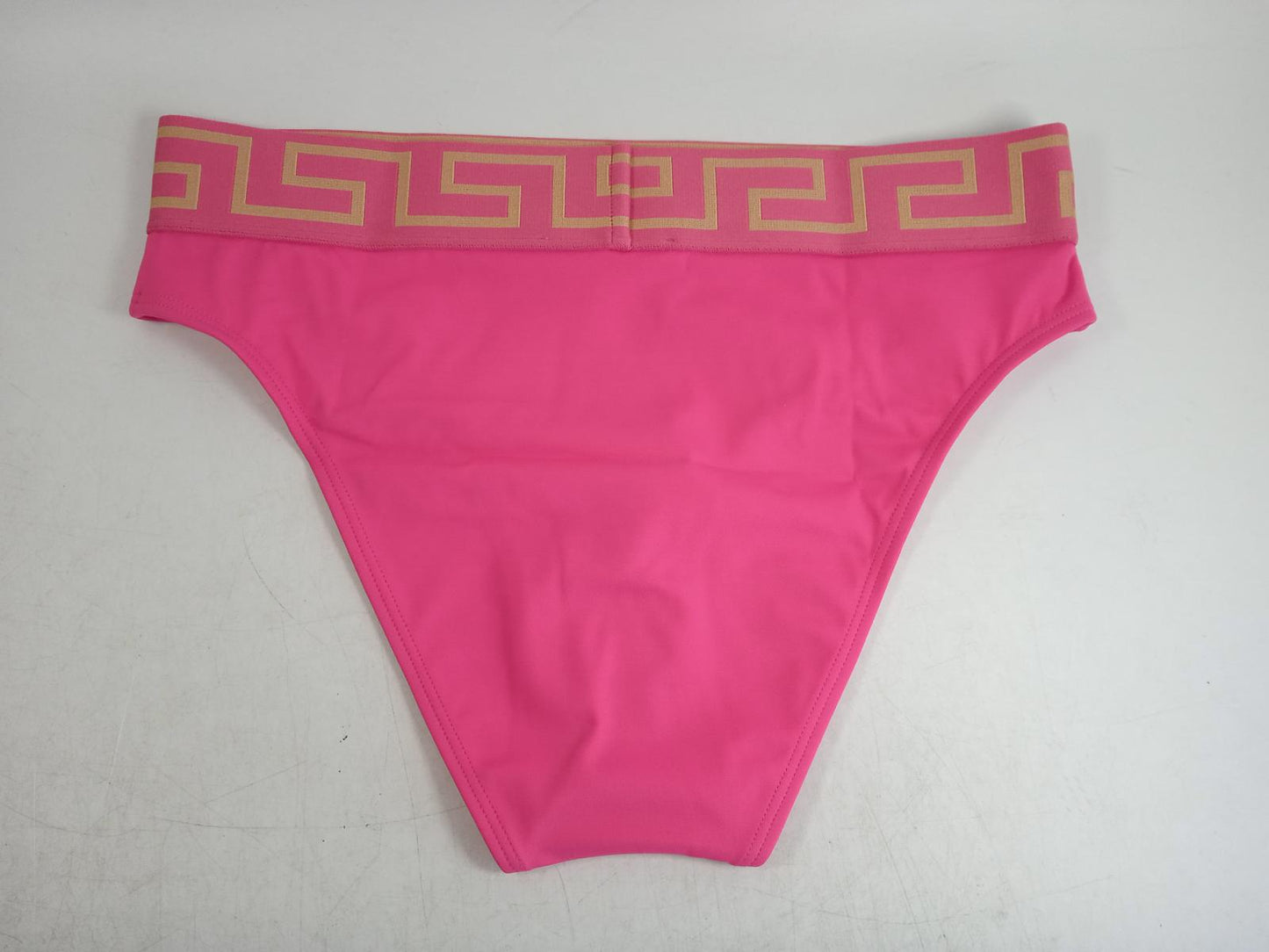 VERSACE Ladies Fuchsia Pink Greca Key Print Border Bikini Briefs Size S NEW