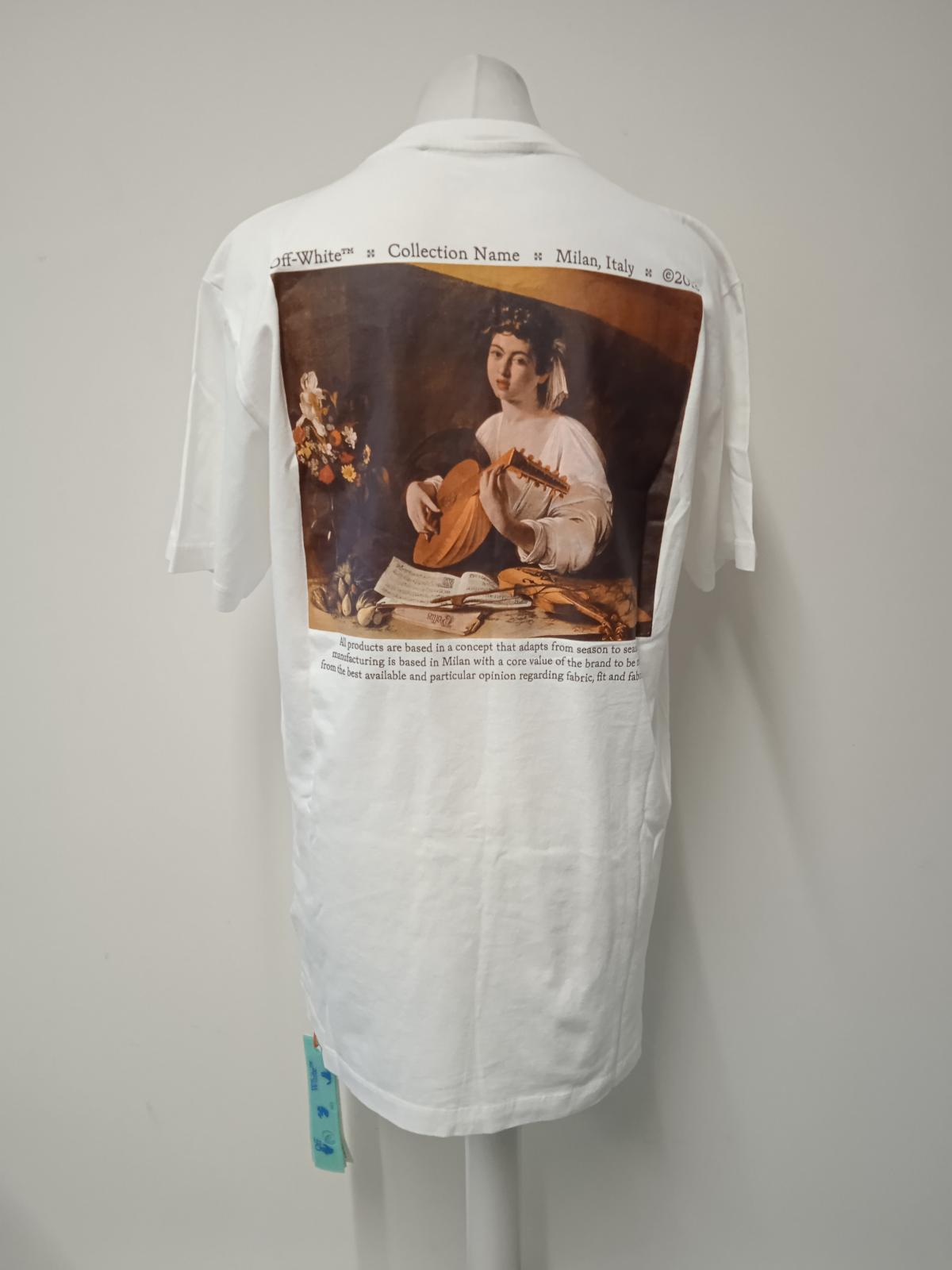 OFF-WHITE Men's White Cotton Caravaggio The Lute Player T-Shirt Size XL NEW