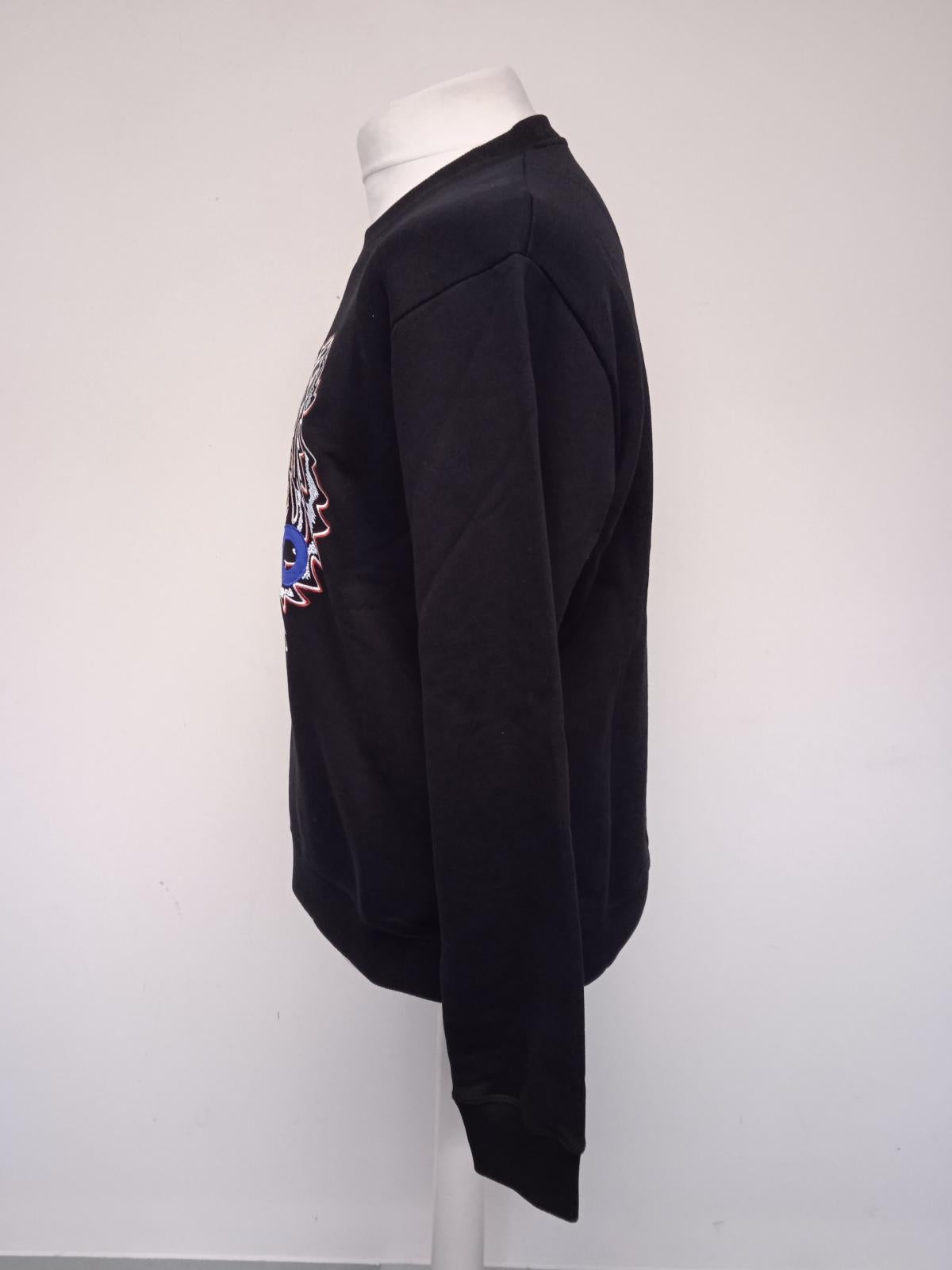 KENZO Men's Black Cotton Classic Tiger Logo Long Sleeve Pullover Jumper L NEW