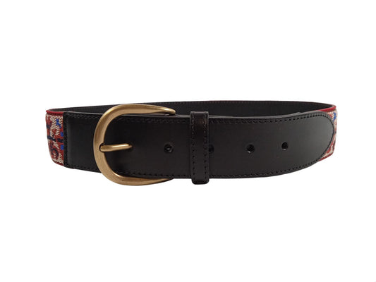 ISABEL MARANT Ladies Black Leather Jacquard Zaf Adjustable Belt 70cm/28" NEW
