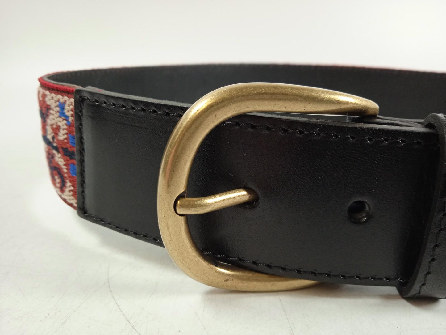 ISABEL MARANT Ladies Black Leather Jacquard Zaf Adjustable Belt 70cm/28" NEW