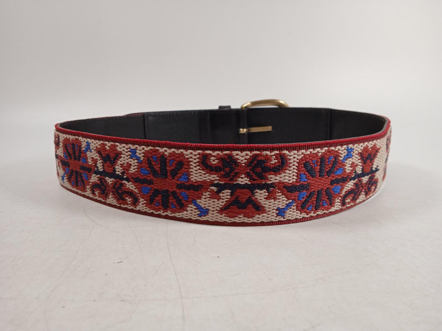 ISABEL MARANT Ladies Black Leather Jacquard Zaf Adjustable Belt 70cm/28" NEW