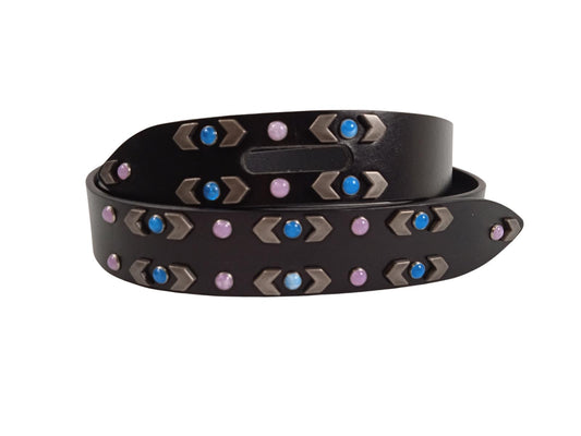 ISABEL MARANT Ladies Black Leather Lecce Stud Embellished Belt Size L NEW