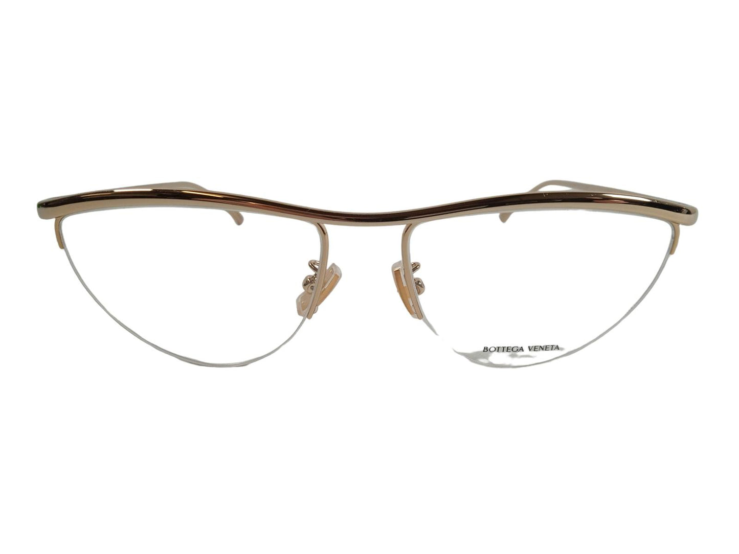 BOTTEGA VENETA Ladies Gold Frame Semi-Rimless Triangle Optical Glasses OS NEW