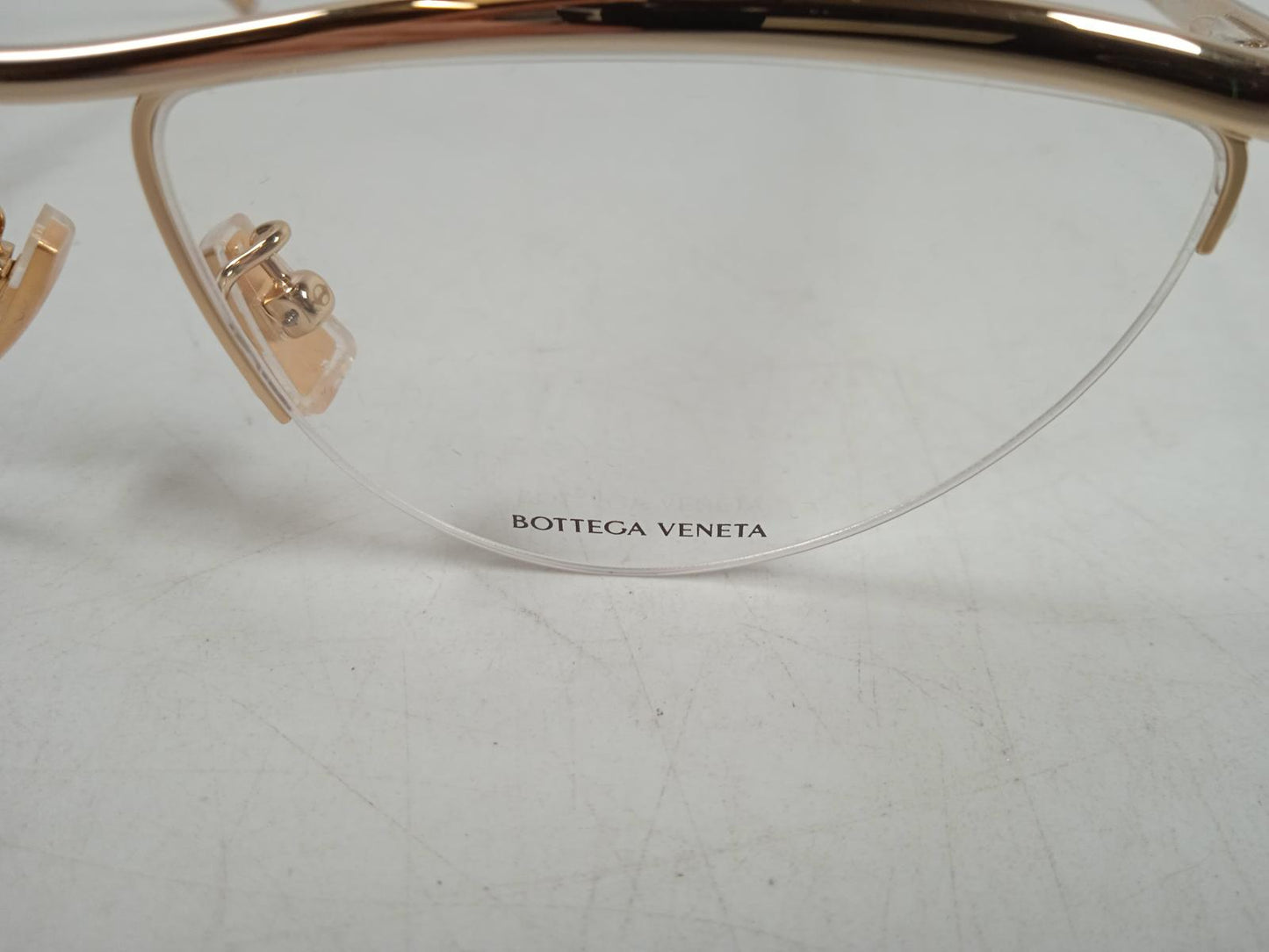 BOTTEGA VENETA Ladies Gold Frame Semi-Rimless Triangle Optical Glasses OS NEW