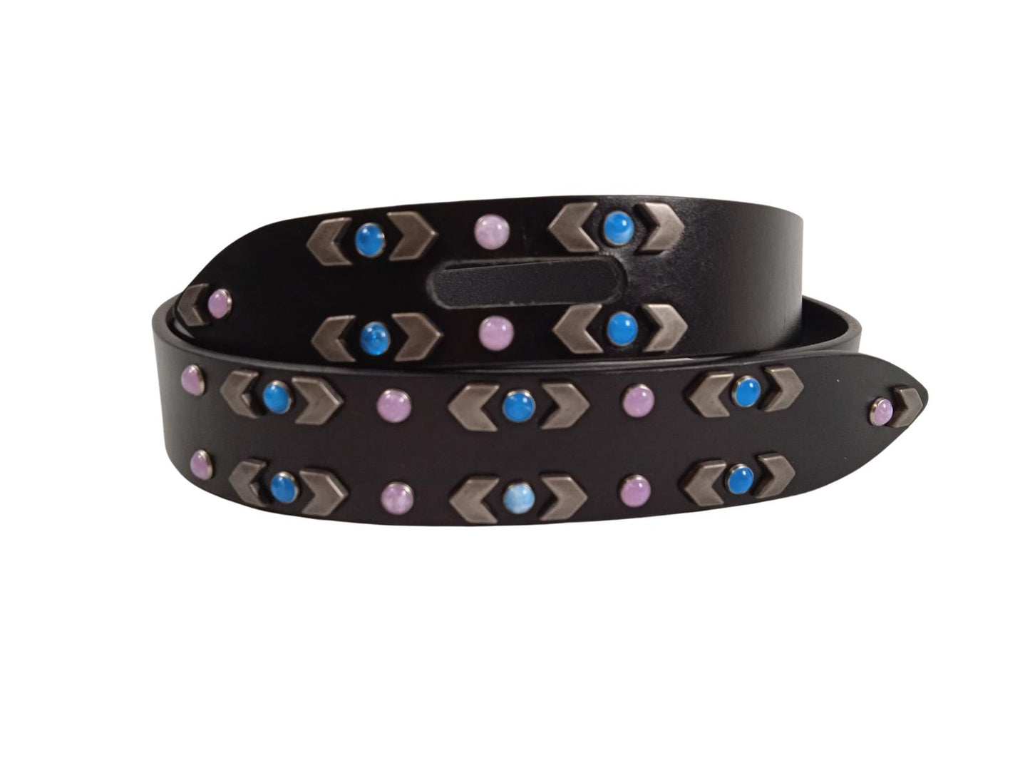 ISABEL MARANT Ladies Black Leather Lecce Stud Detail Knot Belt Size L NEW