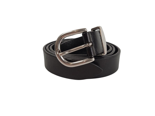 ISABEL MARANET Ladies Black Leather Silver Buckle Thin Zadd Belt Size 85 NEW
