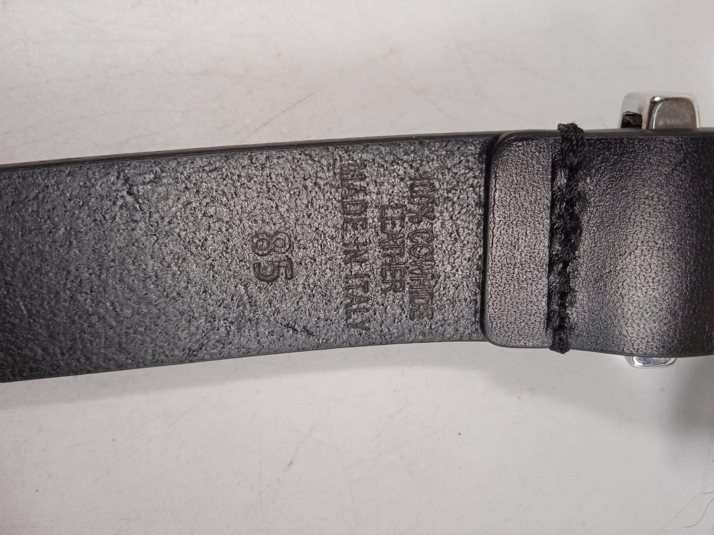 ISABEL MARANET Ladies Black Leather Silver Buckle Thin Zadd Belt Size 85 NEW
