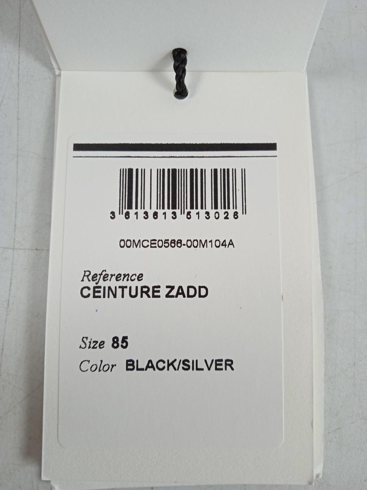 ISABEL MARANET Ladies Black Leather Silver Buckle Thin Zadd Belt Size 85 NEW