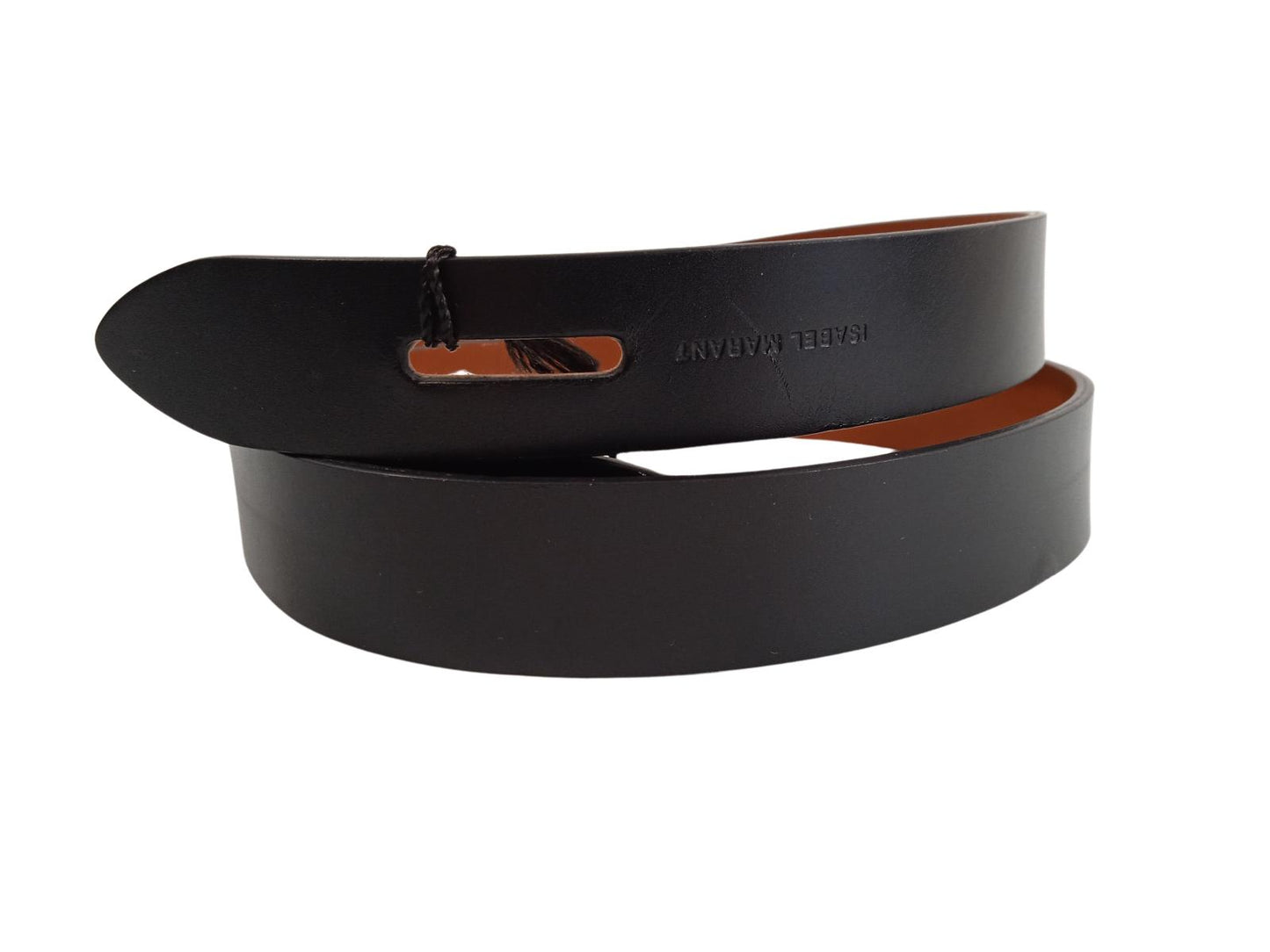 ISABEL MARANT Ladies Black & Brown Leather Reversible Lecce Belt Size S NEW