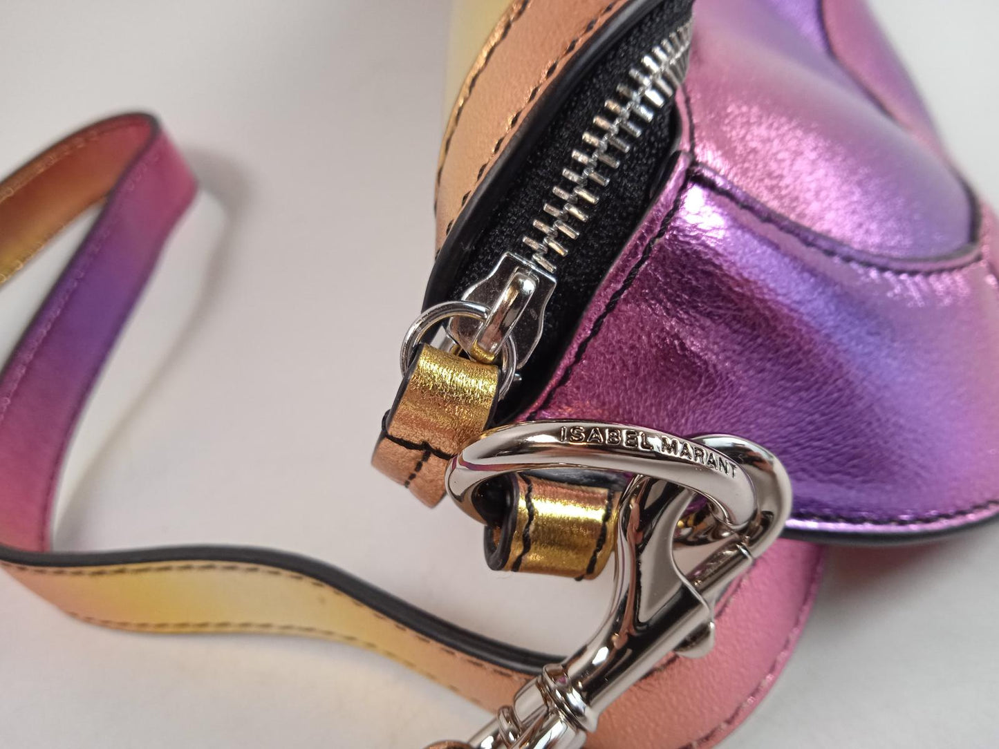 ISABEL MARANT Ladies Pink Metallic Leather Skana Mini Belt Bag One Size NEW