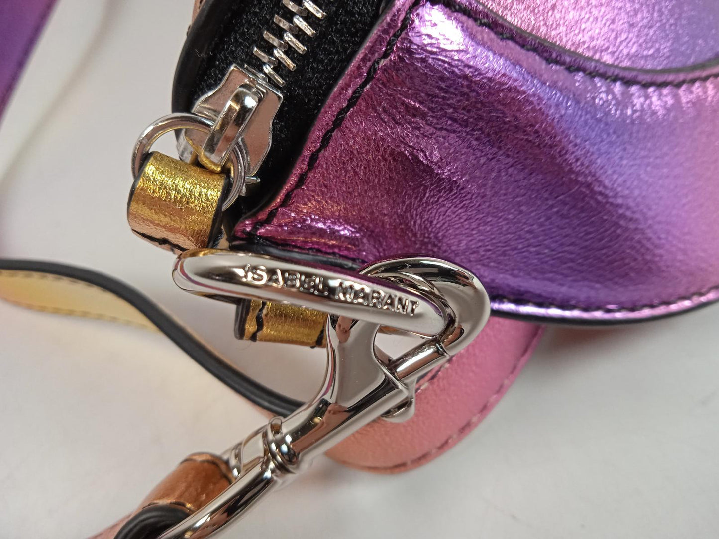 ISABEL MARANT Ladies Pink Metallic Leather Skana Mini Belt Bag One Size NEW