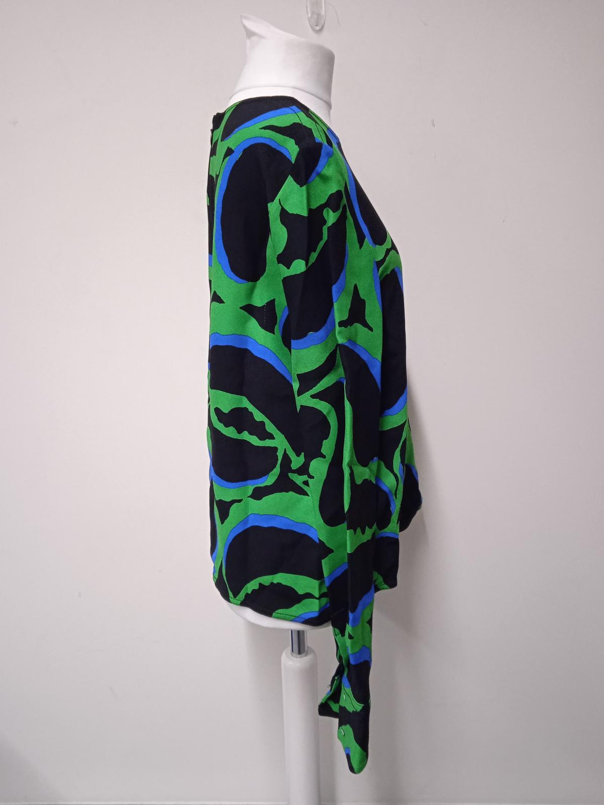 MARNI Ladies Green Black & Blue Long Sleeve Blouse Top Size IT40 UK8 NEW