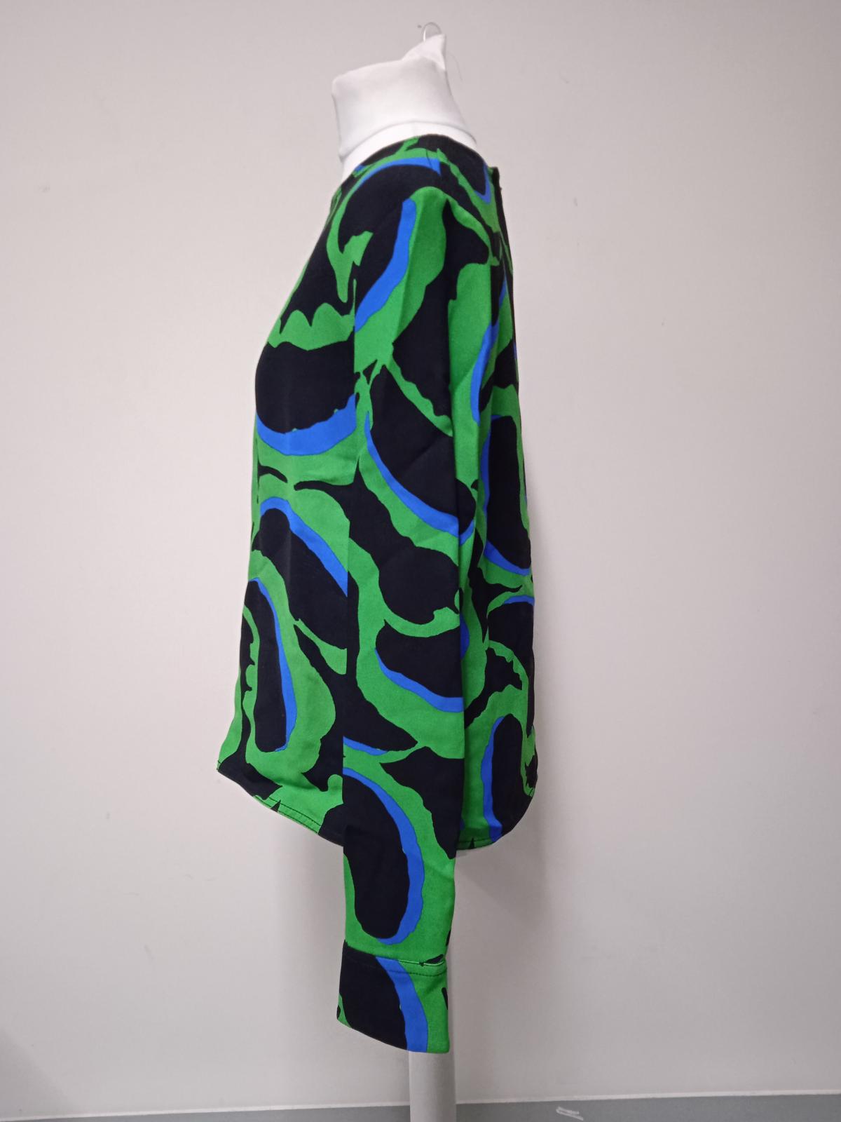 MARNI Ladies Green Black & Blue Long Sleeve Blouse Top Size IT40 UK8 NEW