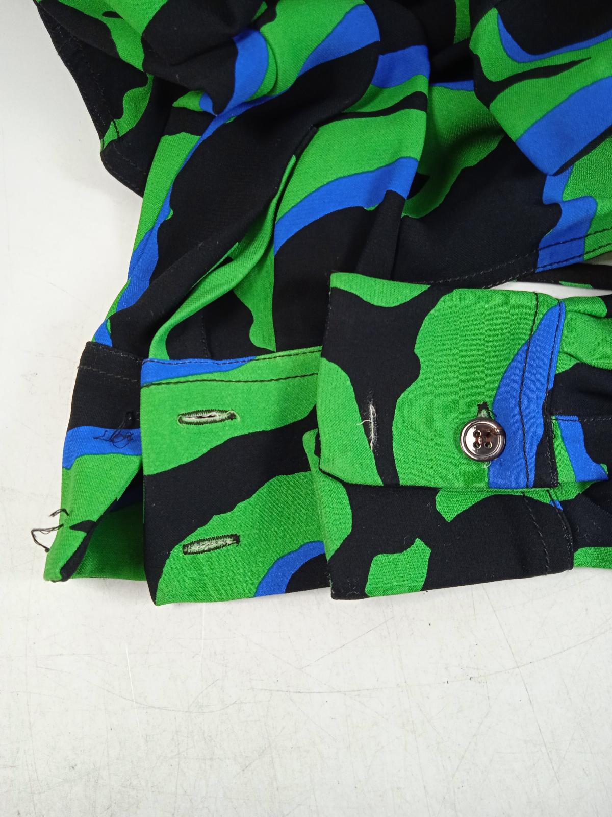 MARNI Ladies Green Black & Blue Long Sleeve Blouse Top Size IT40 UK8 NEW