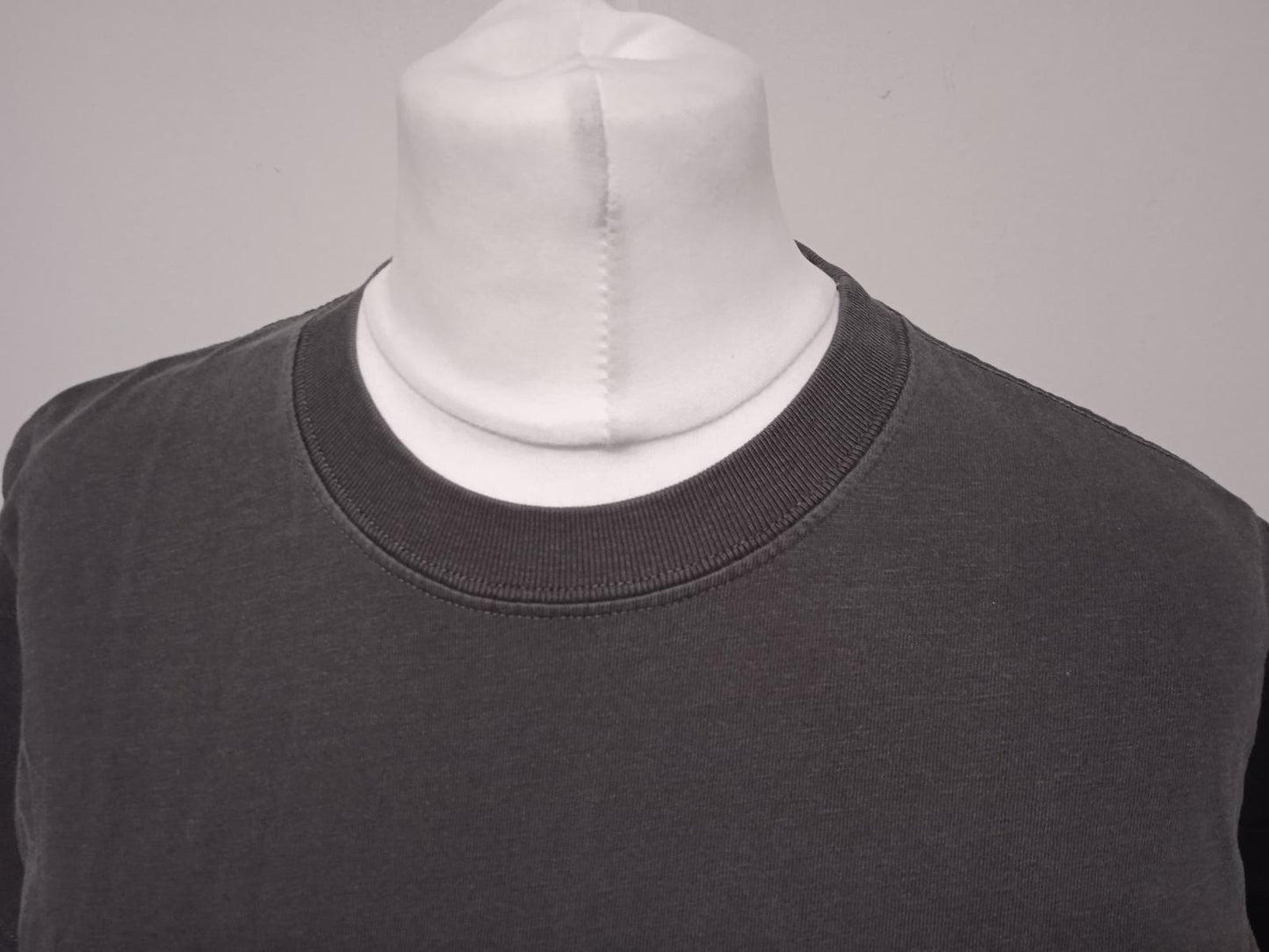 BALENCIAGA Ladies Washed Grey Cotton Archetype Copyright Logo T-Shirt XS NEW