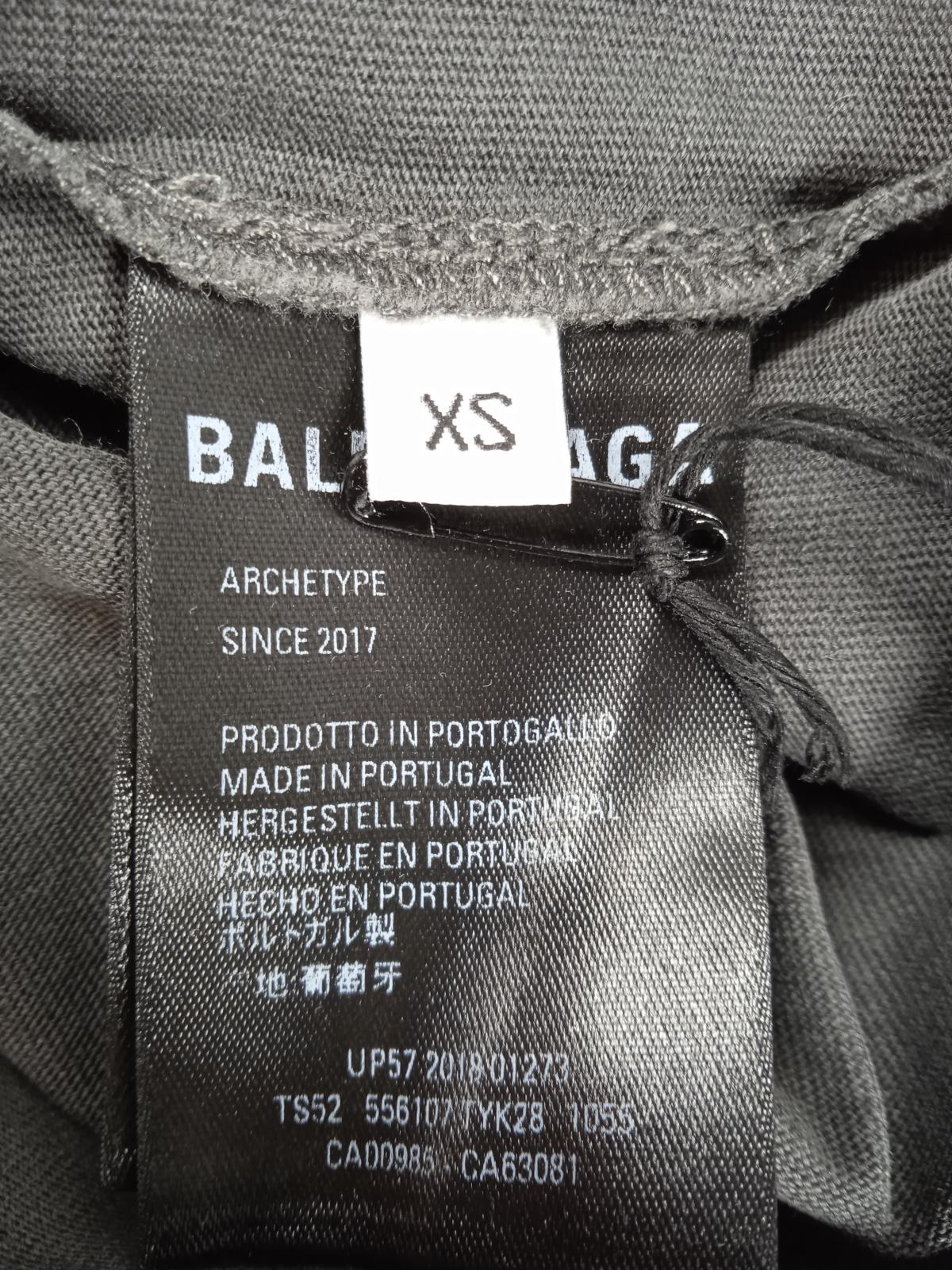 BALENCIAGA Ladies Washed Grey Cotton Archetype Copyright Logo T-Shirt XS NEW