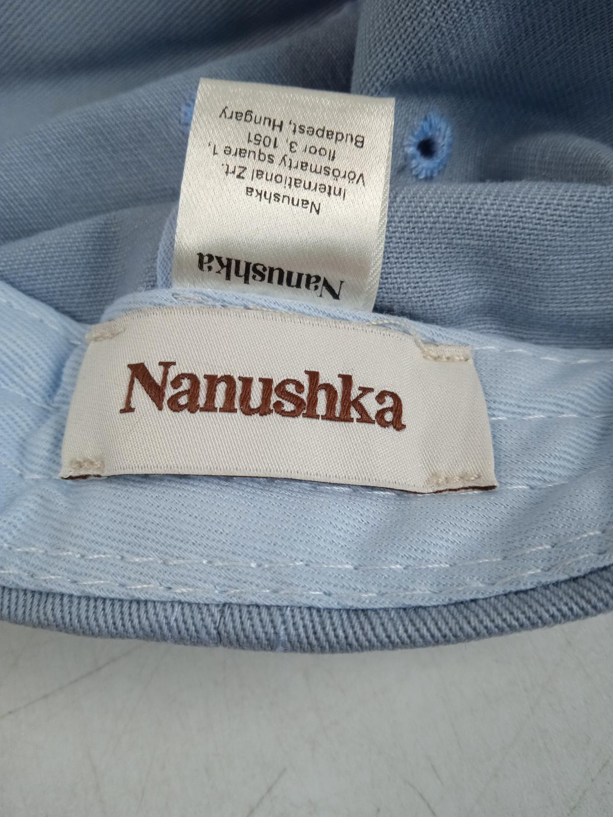NANUSHKA Ladies Pale Blue Cotton Symbol Embroidered Logo Baseball Cap OS NEW