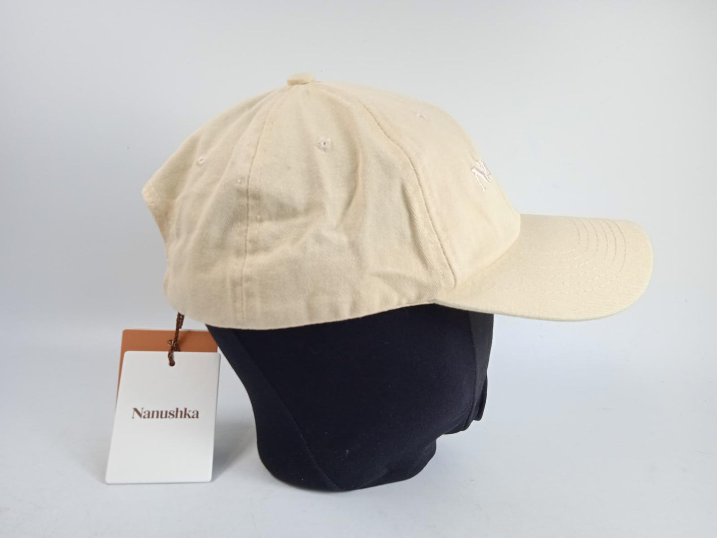 NANUSHKA Ladies Cr�me Yellow Cotton Val Embroidered Logo Cap One Size NEW
