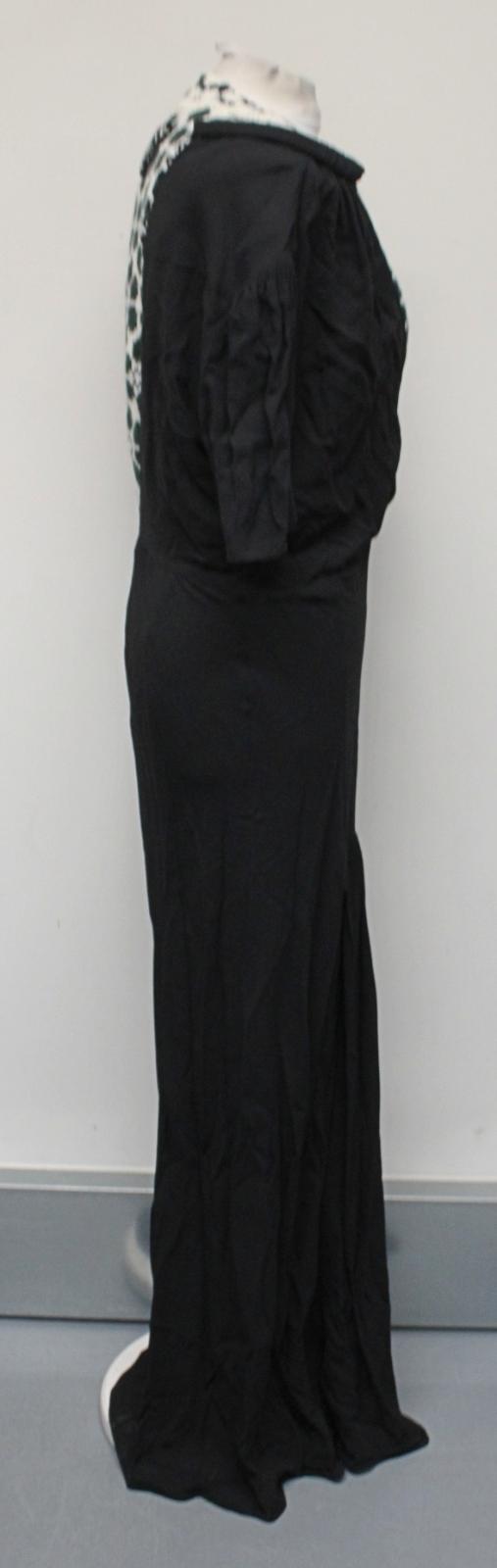 PRADA Ladies Sable Jacquard Black Green Knit Gown Maxi Dress IT42 UK10 NEW