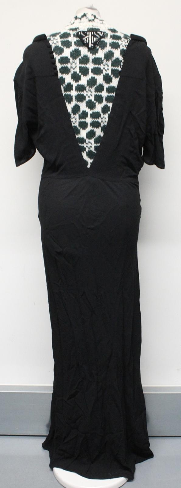 PRADA Ladies Sable Jacquard Black Green Knit Gown Maxi Dress IT42 UK10 NEW