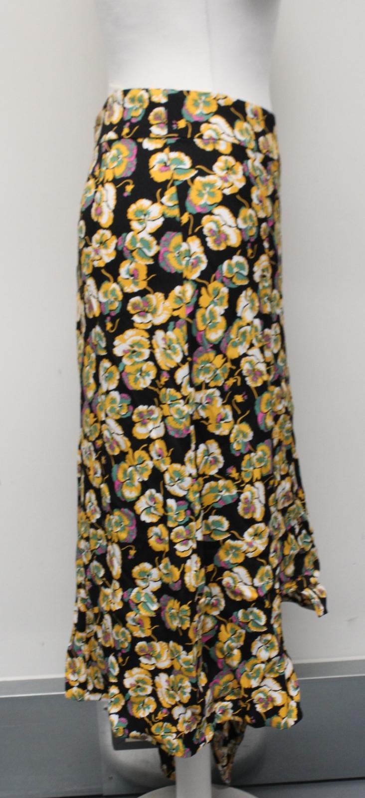 MARNI Ladies Black Yellow Asymmetric Draped Floral Midi Skirt IT40 UK8 NEW
