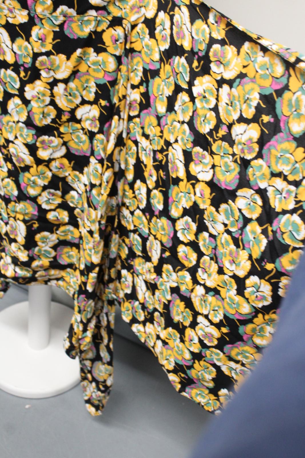 MARNI Ladies Black Yellow Asymmetric Draped Floral Midi Skirt IT40 UK8 NEW