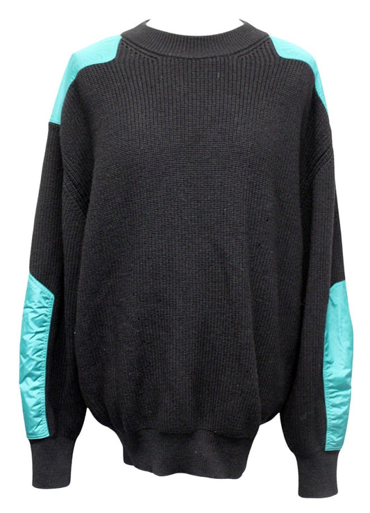 ISABEL MARANT Men's Denys Black Green Patch Ribbed Wool Blend Jumper L NEW