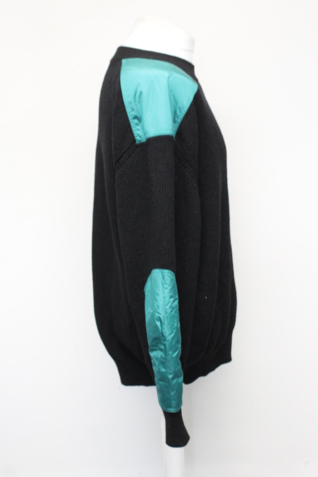 ISABEL MARANT Men's Denys Black Green Patch Ribbed Wool Blend Jumper L NEW